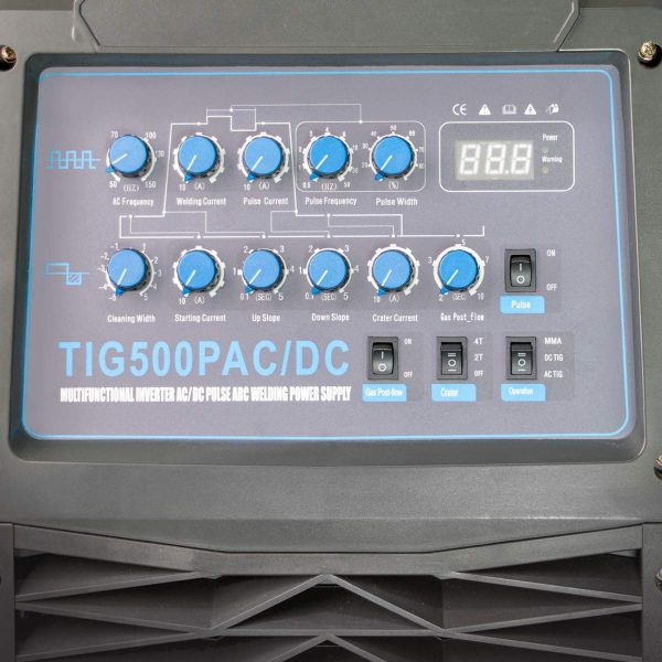 پنل دستگاه جوش اینورتر آرگون 500 آمپر AC.DC هوولد ولومی مدل TIG-500p
